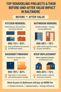 Before-and-after value comparison of home remodeling ROI in Baltimore MD